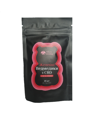 Желатинові Ведмедики CBD 25мг/шт "Стигла Вишня" (пачка 20шт)