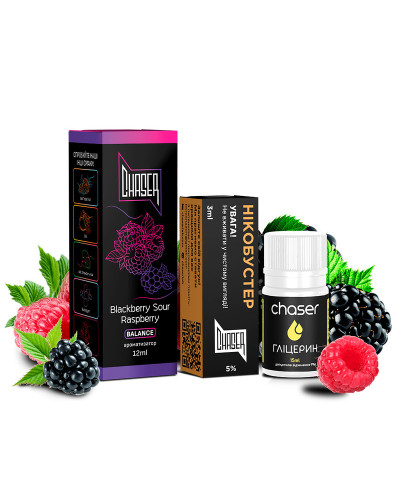 Нобір для самозамісу CHASER BLACK 30 мл "Blackberry Sour Raspberry" зі смаком ожина кисла малина