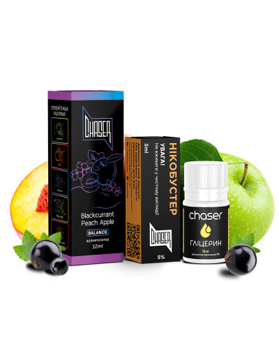 Набір для самозамісу CHASER BLACK 30 мл "Blackcurrant Peach Apple" зі смаком смородина персик яблуко