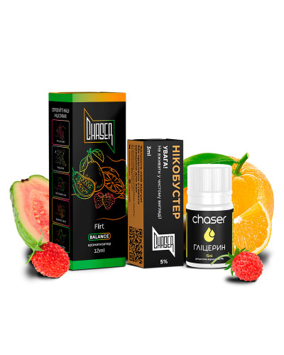НАБОР ДЛЯ САМОЗАМЕСА CHASER BLACK 30 МЛ "FLIRT" СО ВКУСОМ АПЕЛЬСИНА ГУАВЫ ЗЕМЛЯНИКИ