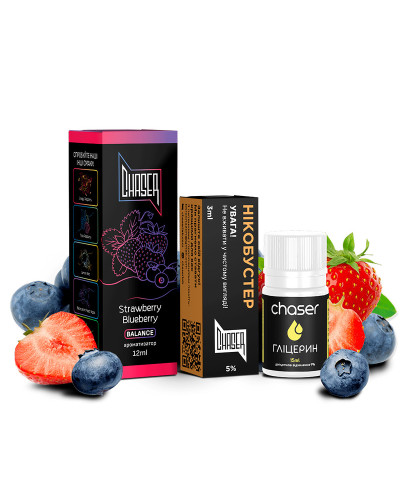 НАБОР ДЛЯ САМОЗАМЕСА CHASER BLACK 30 МЛ "STRAWBERRY BLUEBERRY" СО ВКУСОМ КЛУБНИКИ И ЧЕРНИКИ