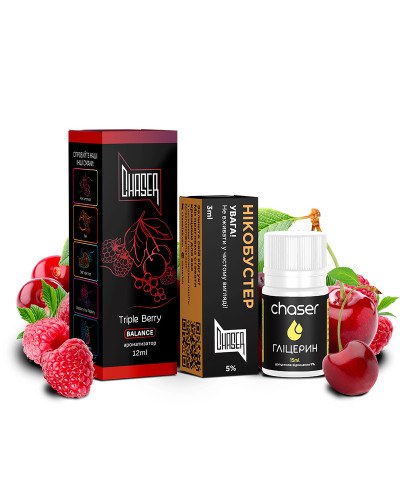 НАБОР ДЛЯ САМОЗАМЕСА CHASER BLACK 30 МЛ "TRIPLE BERRY" СО ВКУСОМ СМОРОДИНА ВИШНЯ МАЛИНА