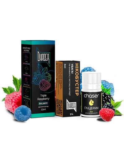 НАБІР ДЛЯ САМОЗАМІСУ CHASER BLACK 30 МЛ "TRIPLE RASPBERRY" ЗІ СМАКОМ ТРИ СОРТА МАЛИНИ