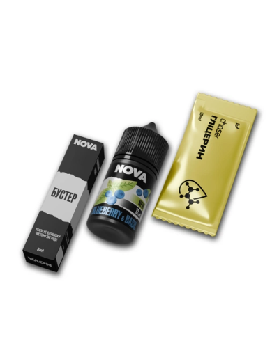 НАБІР ДЛЯ САМОЗАМІСУ NOVA 30 мл BLUEBERRY & BASIL ЗІ СМАКОМ ЧОРНИЦІ ТА БАЗИЛІКУ