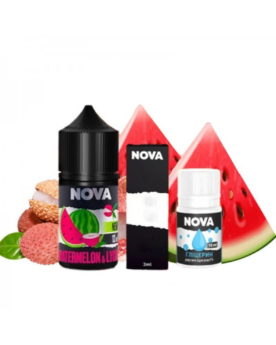 НАБІР ДЛЯ САМОЗАМІСУ NOVA 30 МЛ 50 МГ WATERMELON LYCHEE ЗІ СМАКОМ КАВУНА ТА ЛІЧІ