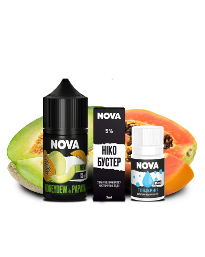НАБОР ДЛЯ САМОЗАМЕСА NOVA 30 МЛ 50 МГ HONEYDEW PAPAYA СО ВКУСОМ ДЫНИ И ПАПАИ