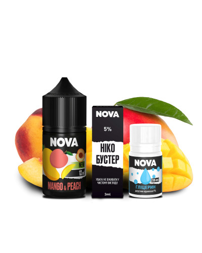НАБОР ДЛЯ САМОЗАМЕСА NOVA 30 МЛ 50 МГ MANGO PEACH СО ВКУСОМ МАНГО И ПЕРСИКА