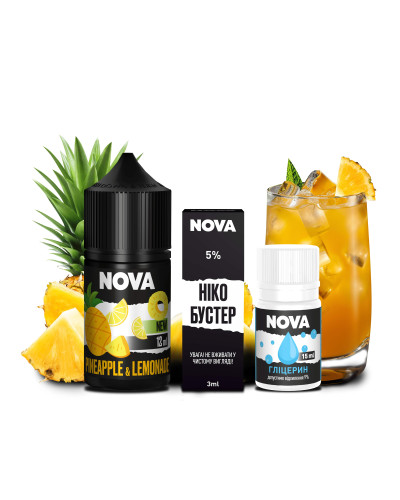 НАБІР ДЛЯ САМОЗАМІСУ NOVA 30 МЛ 50 МГ PINEAPPLE LEMONAD ЗІ СМАКОМ АНАНАСОВОГО ЛИМОНАДУ