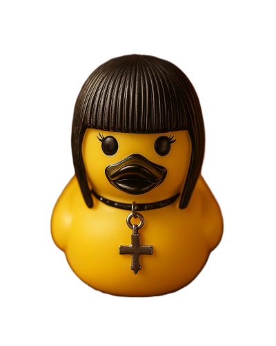 Cool Duck Жовте каченя у стилі панк-емо (з хрестом) Cool Duck Жовте каченя у стилі панк-емо (з хрестом)