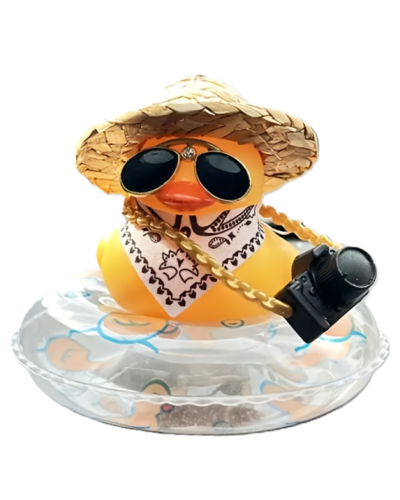 Cool Duck Жовте каченя в капелюсі з камерою та кругом для плавання Cool Duck Жовте каченя в капелюсі з камерою та кругом для плавання