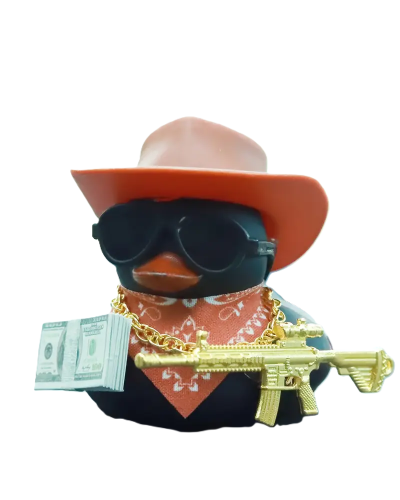 Cool Duck Чорне каченя ковбой в капелюсі з гвинтівкою