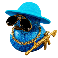 Cool Duck Синє каченя в капелюсі з гвинтівкою (Діско-стайл)