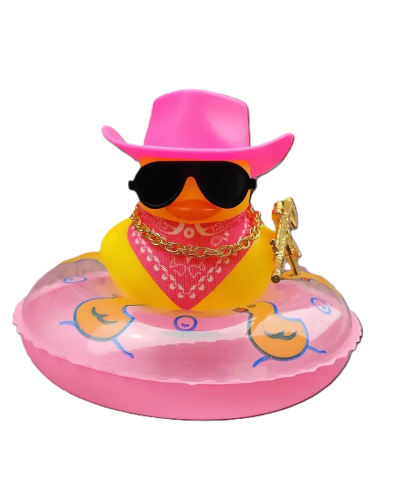 Cool Duck Желтый утенок в шляпе с розовым кругом для плавания