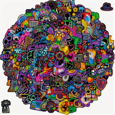 Набір стікерів "Bright Neon" 200 шт