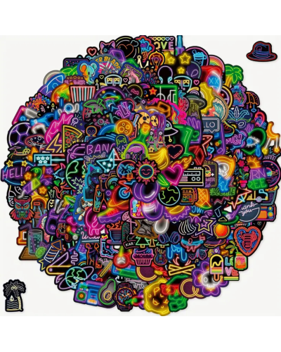 Набір стікерів "Bright Neon" 200 шт