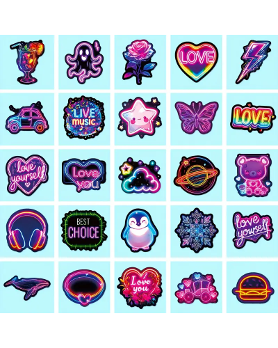 Набор стикеров "Cute Neon" 50 шт