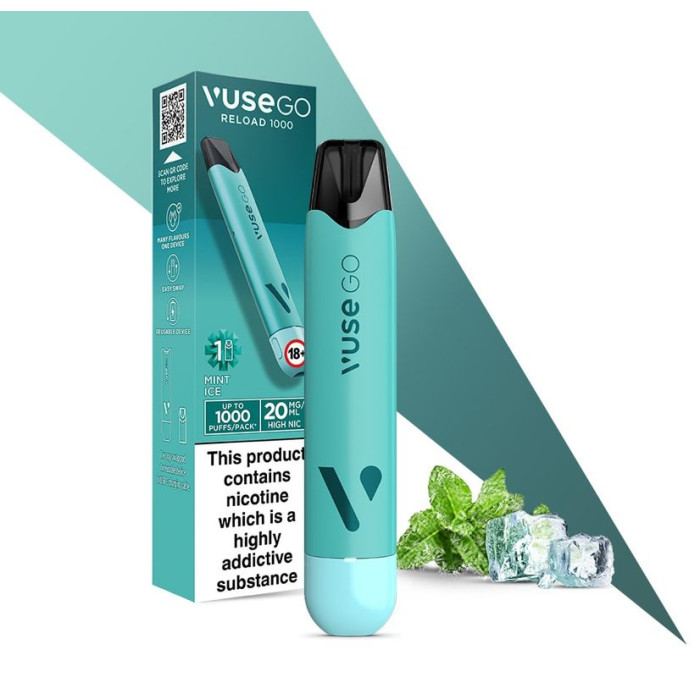 Pod система VUSE GO Reload 1000 Starter kit Pen (Mint Ice) в бирюзовом  цвете