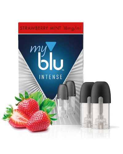 Картриджи My Blu Strawberry Mint (Клубника Мята) 18 мг (2019 год изготовления)