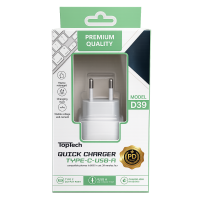 Зарядний адаптер TopTech 20W QC 3.0 + PD USB-A / USB Type-C