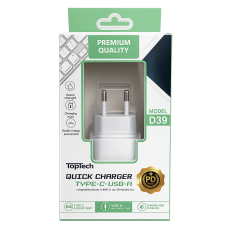 Зарядний адаптер TopTech 20W QC 3.0 + PD USB-A / USB Type-C