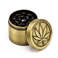Гріндер металевий "Cannabis Leaf" латунь
