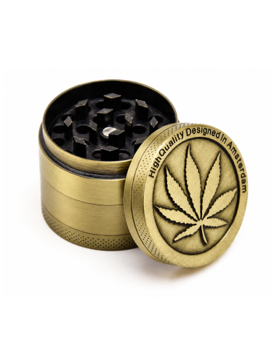 Гріндер металевий "Cannabis Leaf" латунь