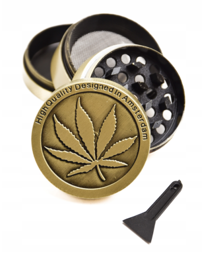 Гріндер металевий "Cannabis Leaf" латунь