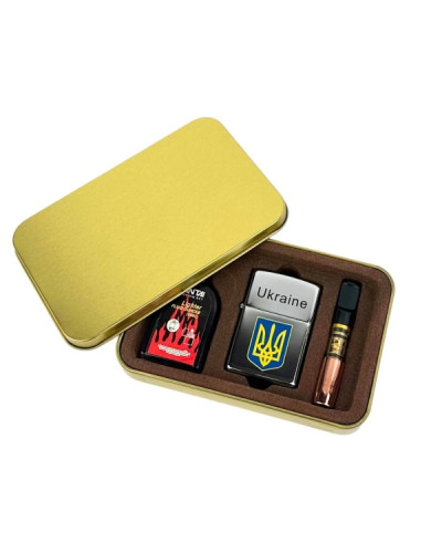 Набір для куріння «Тризуб» 3 в 1 (бензин, запальничка, мундштук)