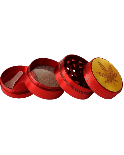 Гріндер металевий "Cannabis" (червоний)