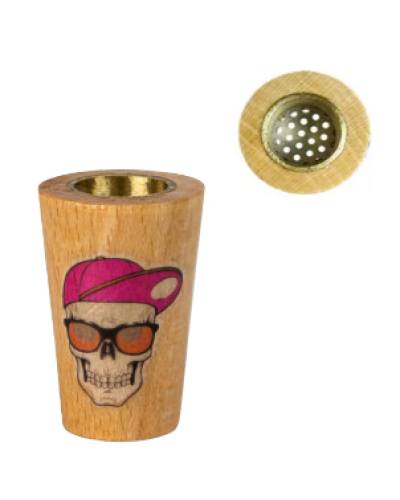 Ковпак дерев'яний із латунною вставкою "череп в кепці"