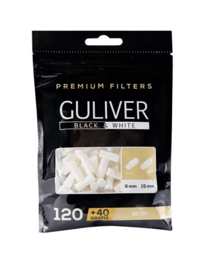 Фільтри для самокруток Guliwer BLACK AND WHITE SLIM (160 шт)