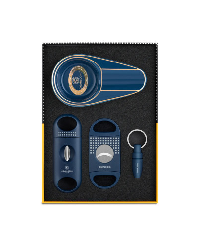 Набір Cigarloong синій 4 в 1 (попільничка, дирокол, 2 гільйотини)