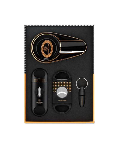 Набір Cigarloong чорний 4 в 1 (попільничка, дирокол, 2 гільйотини)