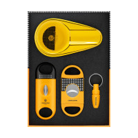 Набір Cigarloong жовтий 4 в 1 (попільничка, дирокол, 2 гільйотини)