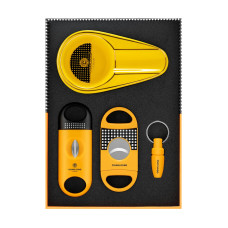 Набір Cigarloong жовтий 4 в 1 (попільничка, дирокол, 2 гільйотини)