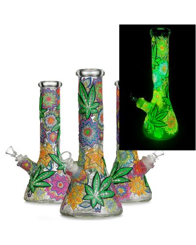 Бонг скляний 3-D Glowing flowers 32 см