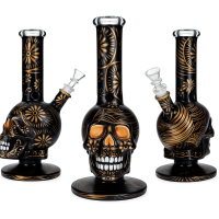 Бонг скляний Black Gold Skull 27 см