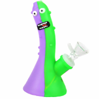 Бонг силіконовий "Pickle Rick"" фіолетово-зелений