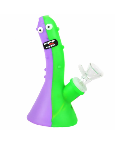 Бонг силіконовий "Pickle Rick"" фіолетово-зелений