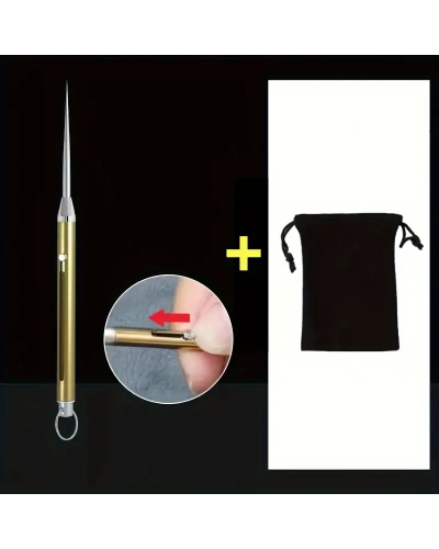 Игла-брелок многофункциональная Золотая (складная + чехол)