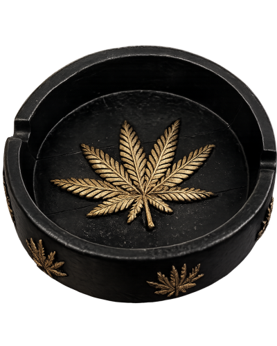 Попільниця кругла Cannabis Black (чорна)