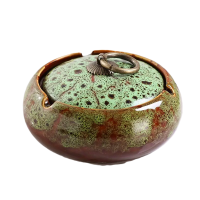 Попільниця кругла керамічна з кришкою (Зелена)