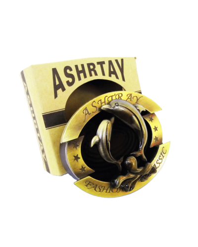 Пепельница круглая металлическая "Дельфин" (Бронзовая)