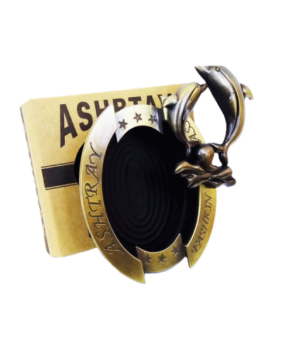 Пепельница круглая металлическая "Дельфин" (Бронзовая)