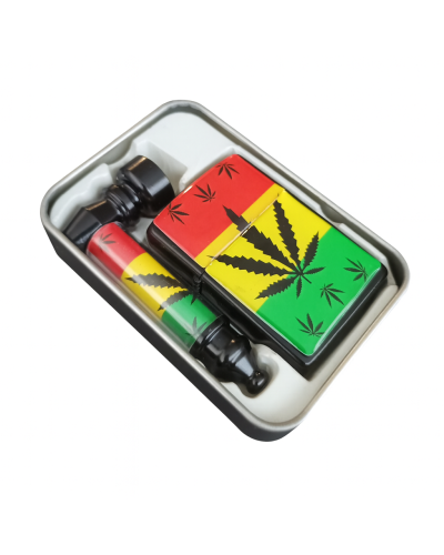 Набір для куріння "Rasta Vibes" 3 в 1 (трубка + запальничка + сітки)