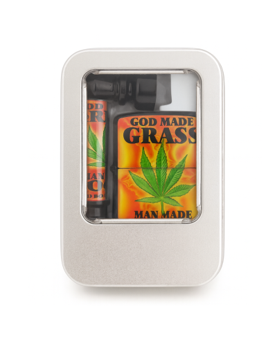 Набір для куріння "Weed" GOD MAKE GRASS 3 в 1 (трубка + запальничка + сітки)