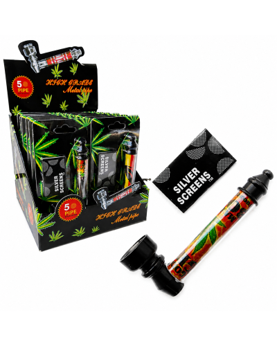 Трубка курительная металлическая Weed Various Print 8,5 см + сетки (блистер)