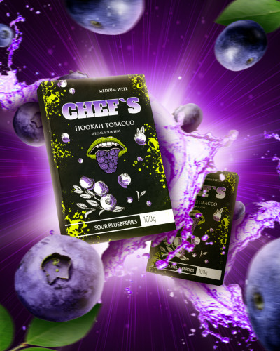 ТАБАК ДЛЯ КАЛЬЯНА CHEFS 100 ГР SOUR BLUEBERRY (КИСЛАЯ ЧЕРНИКА)