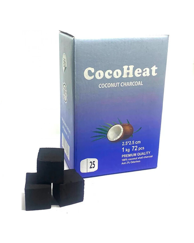 ВУГІЛЛЯ КОКОСОВЕ COCOHEAT 1 КГ (72 КУБИКА) 25 ММ