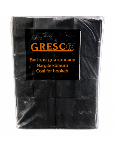 Уголь ореховый GRESCO для кальяна 1 кг 25 мм (72 кубика)